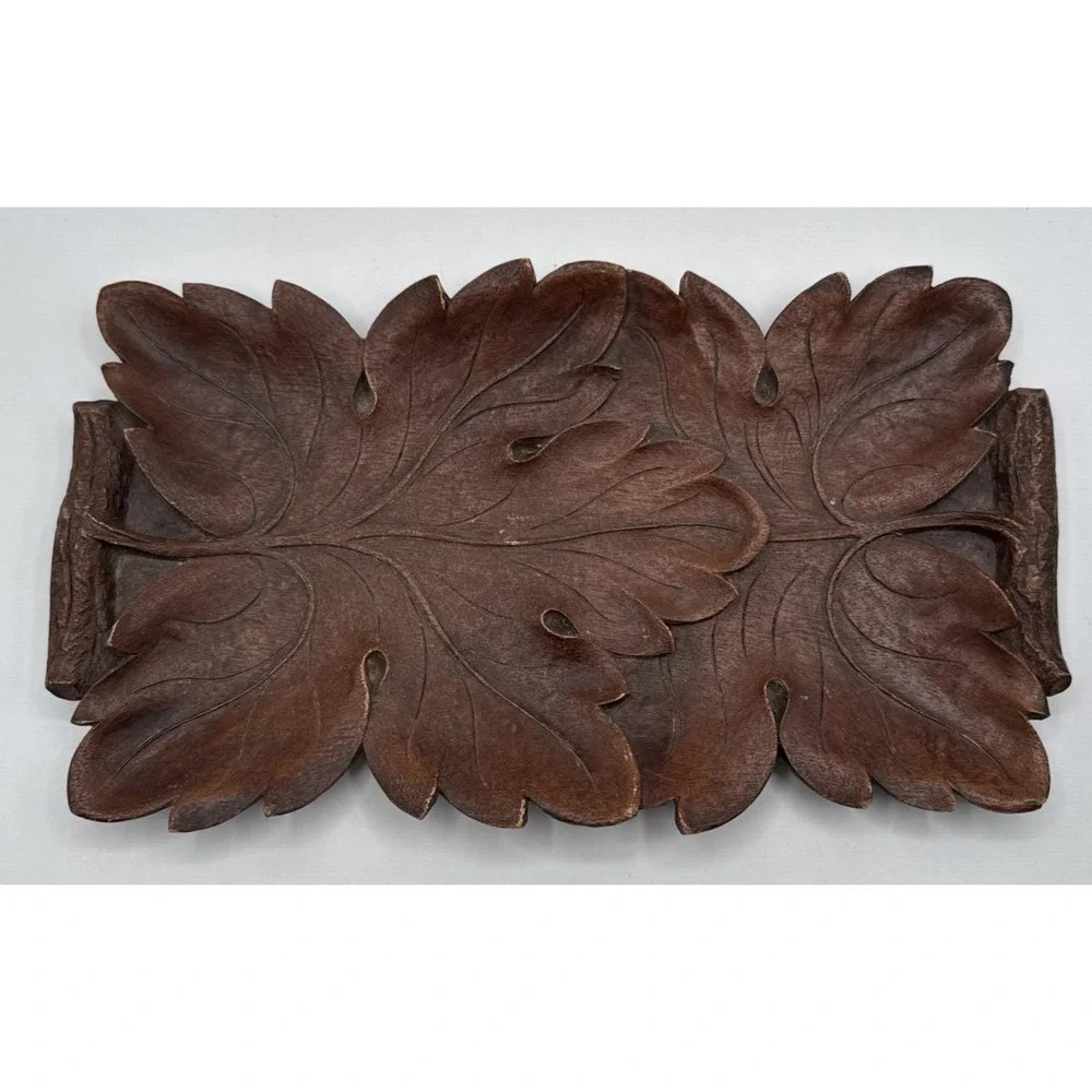 Vintage Syroco Wood Leaf Decorative Tray‎ with Handles Fall Holiday